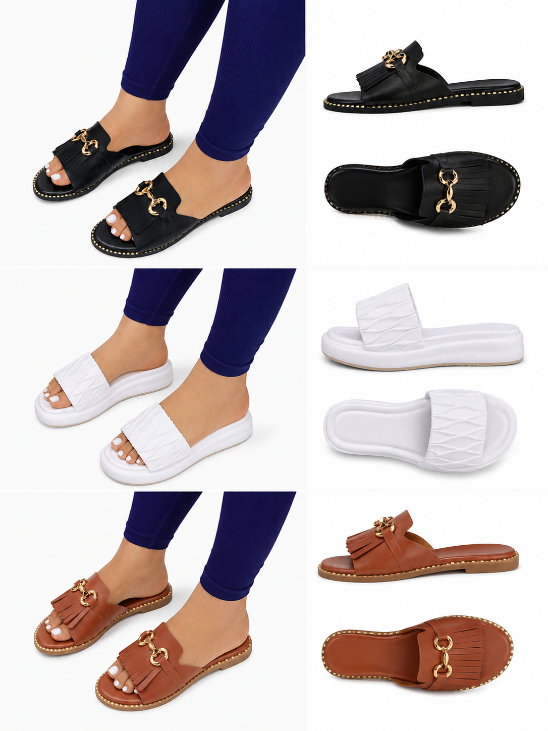 Women's Gold Chain Fringe Slide Sandals