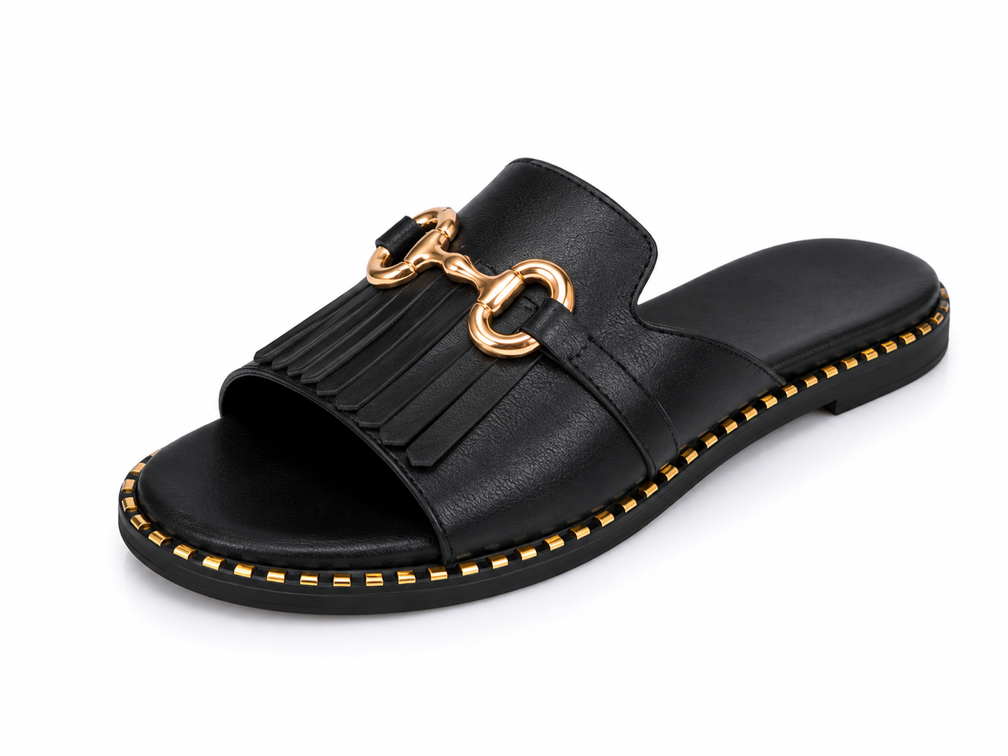 Women's Gold Chain Fringe Slide Sandals